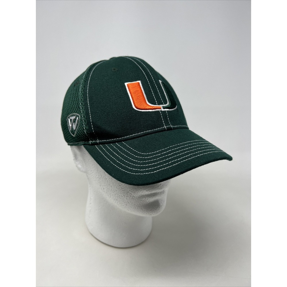 Miami Hurricanes Canes Cap Hat Top Of The World, Green One Size Fits All OSFA - Picture 6 of 8